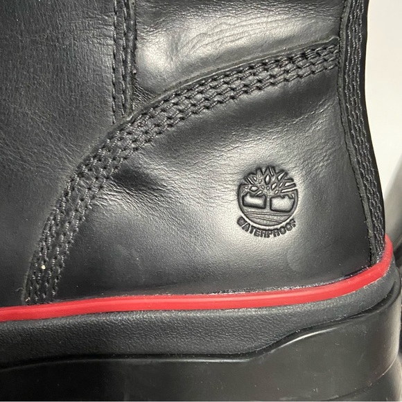 Timberland Tall Boot Waterproof Side Zip Malynn Black Red leather NEW womens 6 - Picture 8 of 10